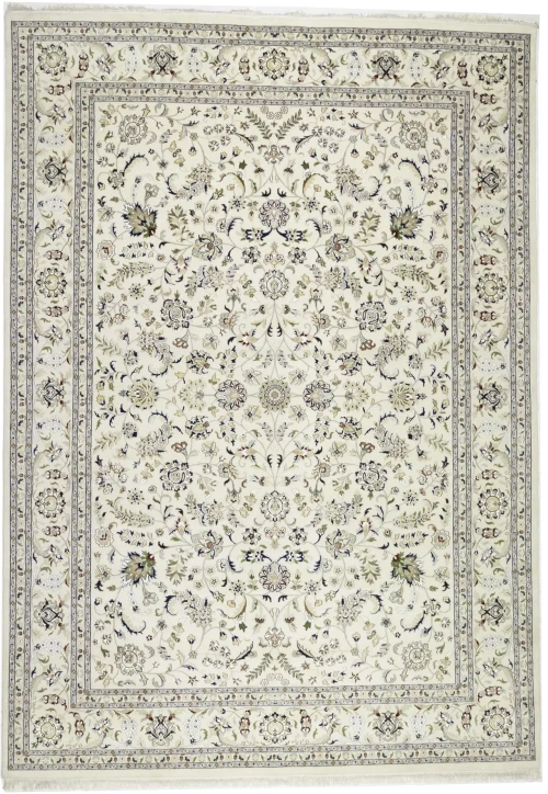 Cream Floral 10X14 Indo-Nain Oriental Rug