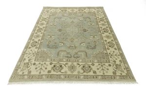 Light Gray Floral 8X10 Traditional Oushak Chobi Oriental Rug