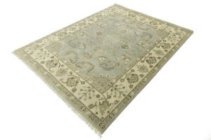 Light Gray Floral 8X10 Traditional Oushak Chobi Oriental Rug