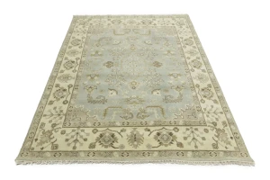 Light Gray Floral 8X10 Traditional Oushak Chobi Oriental Rug