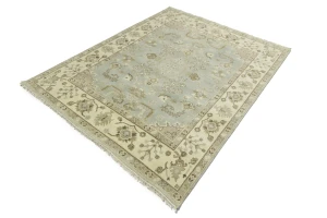 Light Gray Floral 8X10 Traditional Oushak Chobi Oriental Rug