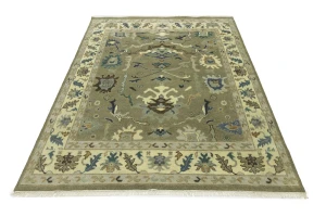 Khaki Floral 8X10 Oushak Chobi Oriental Rug