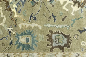 Khaki Floral 8X10 Oushak Chobi Oriental Rug
