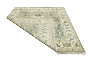Khaki Floral 8X10 Oushak Chobi Oriental Rug