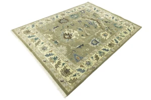 Khaki Floral 8X10 Oushak Chobi Oriental Rug