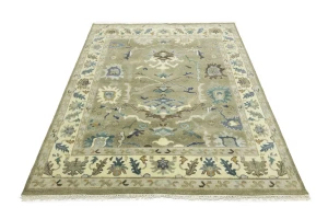 Khaki Floral 8X10 Oushak Chobi Oriental Rug