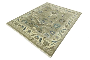 Khaki Floral 8X10 Oushak Chobi Oriental Rug