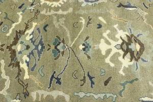 Khaki Floral 8X10 Oushak Chobi Oriental Rug