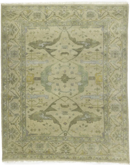 Beige Floral 8X10 Oushak Oriental Rug