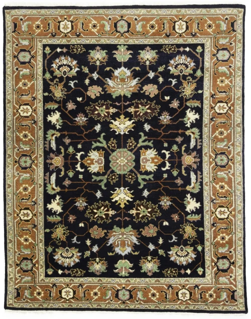 Dark Purple-navy Floral 8X10 Indo-Mahal Oriental Rug