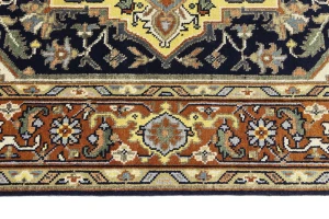 Dark Navy Floral 8X10 Heriz Serapi Oriental Rug