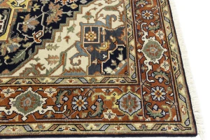 Dark Navy Floral 8X10 Heriz Serapi Oriental Rug