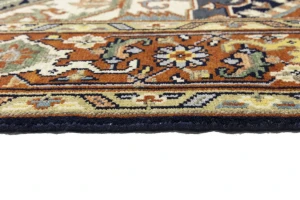 Dark Navy Floral 8X10 Heriz Serapi Oriental Rug
