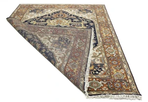 Dark Navy Floral 8X10 Heriz Serapi Oriental Rug