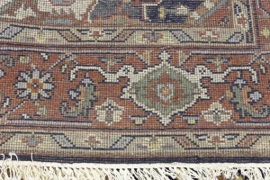 Dark Navy Floral 8X10 Heriz Serapi Oriental Rug
