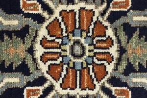 Dark Navy Floral 8X10 Heriz Serapi Oriental Rug