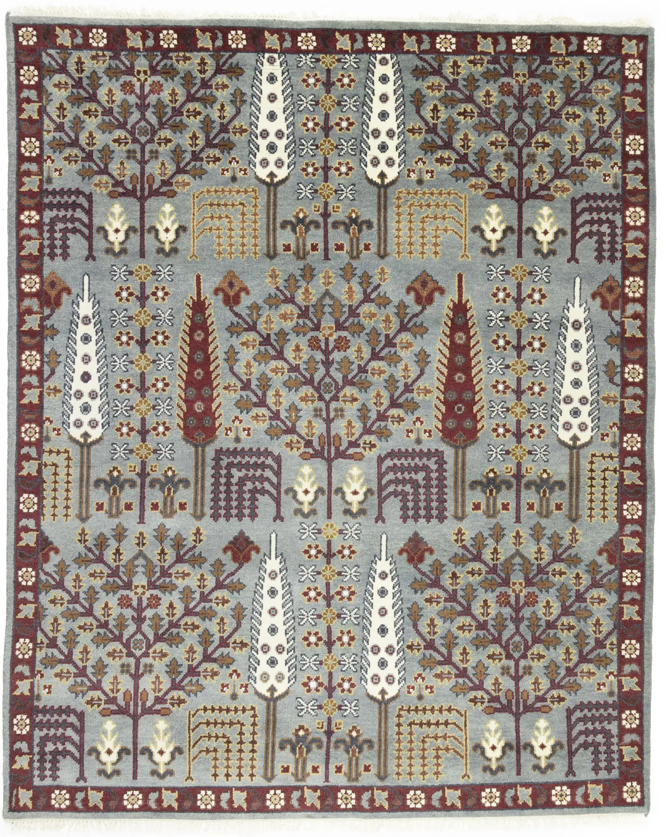 Light Gray Floral 8X10 Tree of Life Chobi Oriental Rug