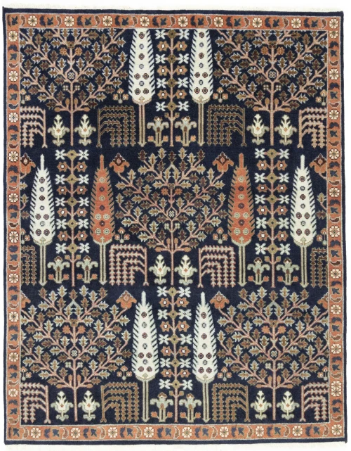 Dark Navy Floral 8X10 Tree of Life Chobi Oriental Rug