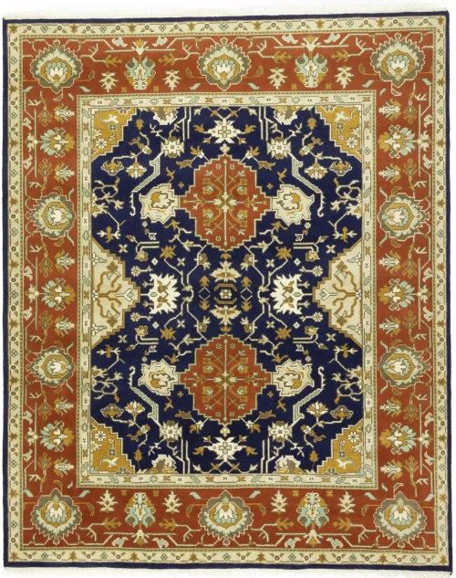 Dark Navy Floral 8X10 Oushak Chobi Oriental Rug