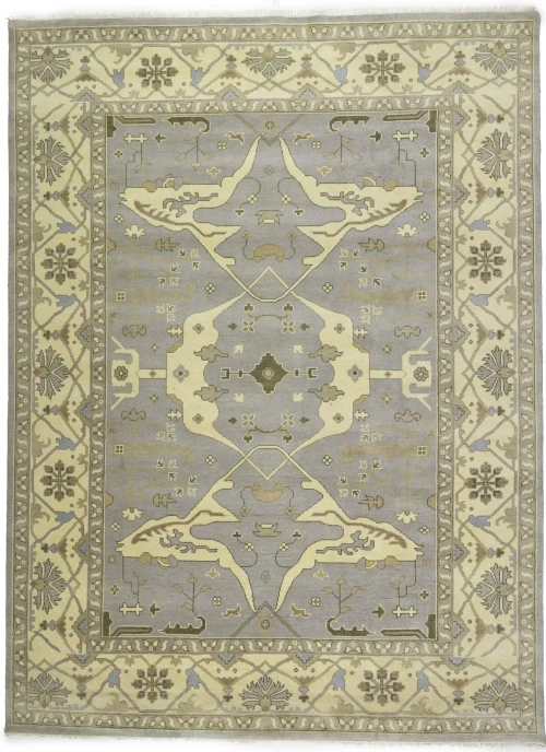 Pastel Gray Floral 10X14 Oushak Oriental Rug