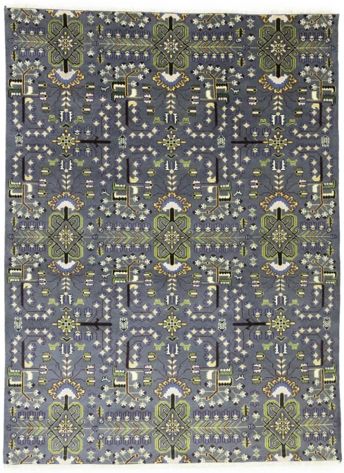 Gray Floral Tribal 9X12 Oriental Rug