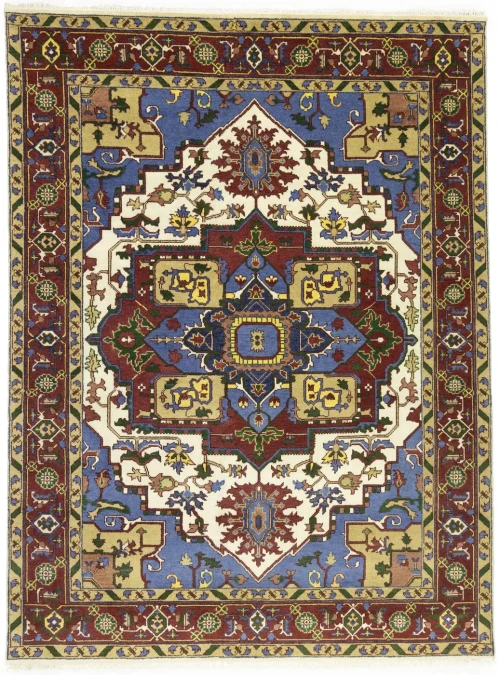 Blue Geometric 9X12 Heriz Serapi Oriental Rug