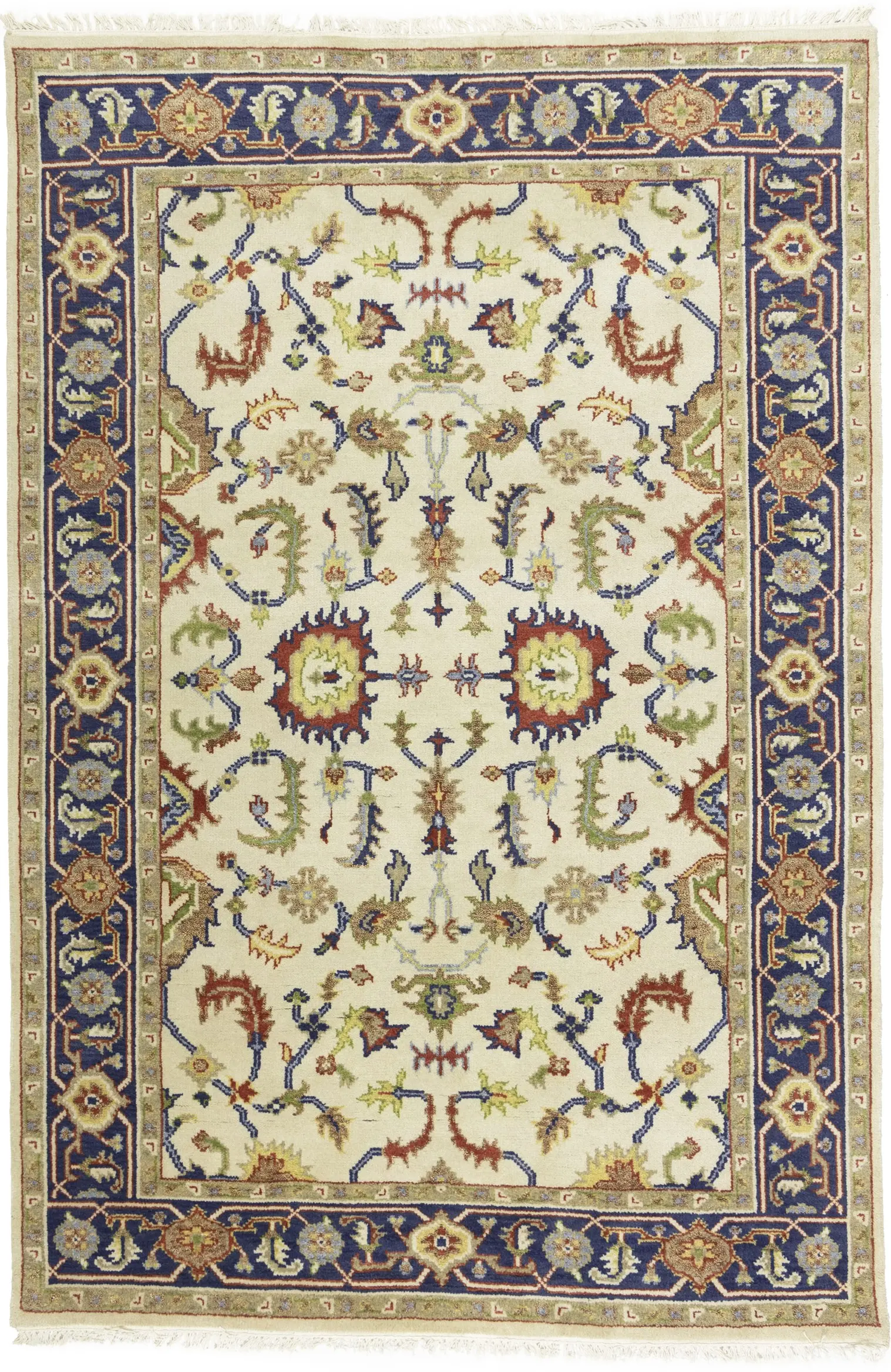 Cream Floral 6X9 Indo-Mahal Oriental Rug