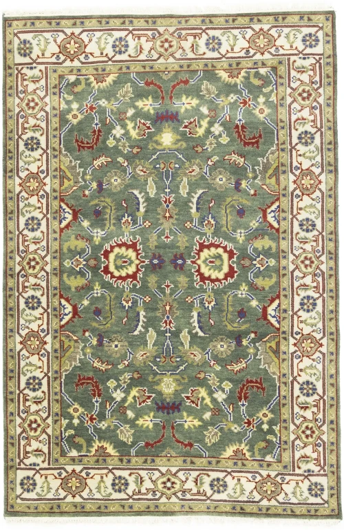 Green Floral Traditional 6X9 Chobi Oriental Rug