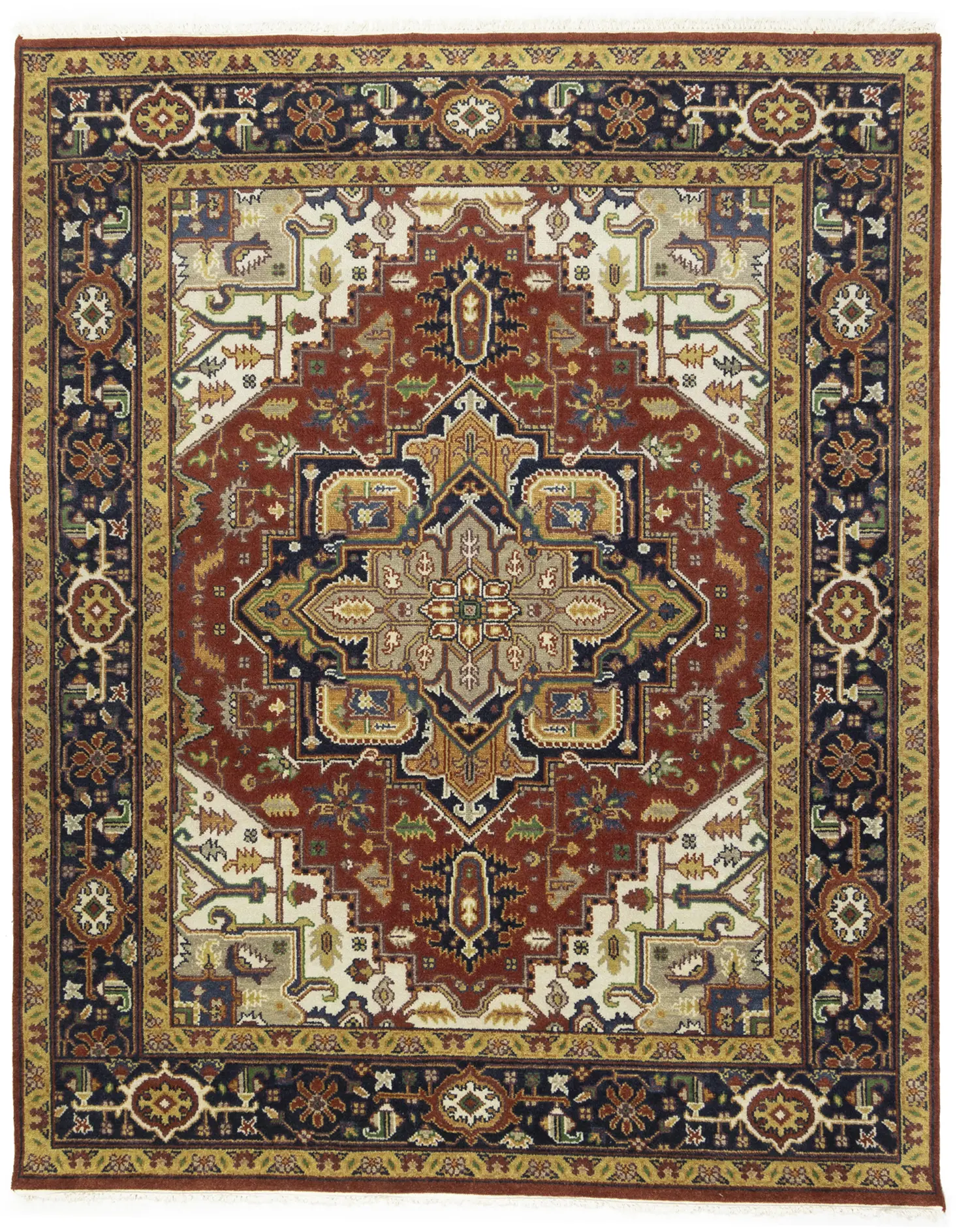 Rusty Red Floral 8X10 Heriz Serapi Oriental Rug