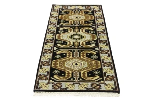 Charcoal Geometric 3X6 Traditional Serapi Oriental Rug