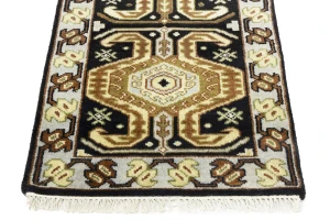 Charcoal Geometric 3X6 Traditional Serapi Oriental Rug
