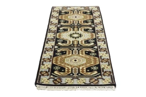 Charcoal Geometric 3X6 Traditional Serapi Oriental Rug