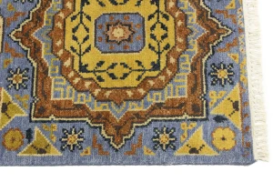 Blue Floral 2'7X10'3 Heriz Serapi Oriental Runner Rug
