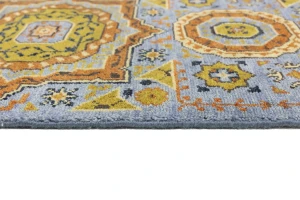 Blue Floral 2'7X10'3 Heriz Serapi Oriental Runner Rug