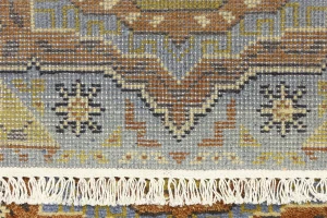 Blue Floral 2'7X10'3 Heriz Serapi Oriental Runner Rug