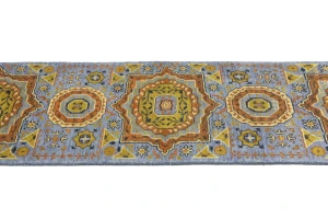 Blue Floral 2'7X10'3 Heriz Serapi Oriental Runner Rug
