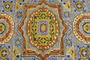 Blue Floral 2'7X10'3 Heriz Serapi Oriental Runner Rug