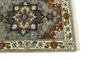 Gray Floral 2'7X10'2 Heriz Serapi Oriental Runner Rug