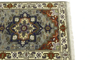 Gray Floral 2'7X10'2 Heriz Serapi Oriental Runner Rug
