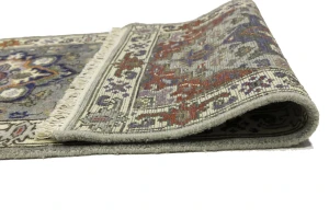 Gray Floral 2'7X10'2 Heriz Serapi Oriental Runner Rug