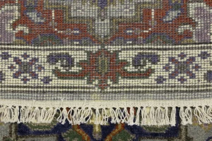 Gray Floral 2'7X10'2 Heriz Serapi Oriental Runner Rug