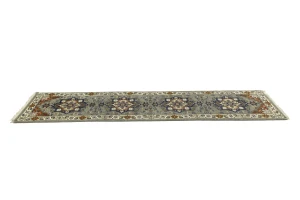 Gray Floral 2'7X10'2 Heriz Serapi Oriental Runner Rug