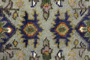 Gray Floral 2'7X10'2 Heriz Serapi Oriental Runner Rug