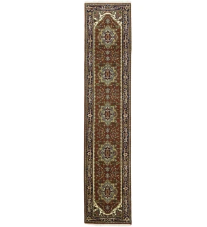 Rusty Red Floral 3X12 Heriz Serapi Oriental Runner Rug