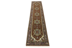 Rusty Red Floral 3X12 Heriz Serapi Oriental Runner Rug