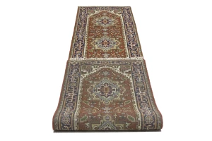 Rusty Red Floral 3X12 Heriz Serapi Oriental Runner Rug