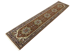 Rusty Red Floral 3X12 Heriz Serapi Oriental Runner Rug