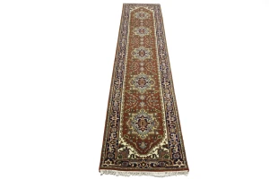 Rusty Red Floral 3X12 Heriz Serapi Oriental Runner Rug