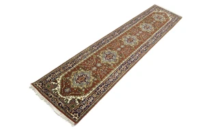 Rusty Red Floral 3X12 Heriz Serapi Oriental Runner Rug