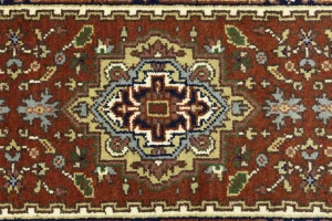 Rusty Red Floral 3X12 Heriz Serapi Oriental Runner Rug
